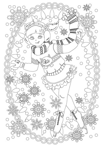 Ice Skating Girl Coloring Page